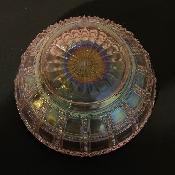 VTG Lenox Imperial Glass Pink Iridescent Carnival Beaded Bowl Sawtooth Rim 5.25" - Picture 3 of 9